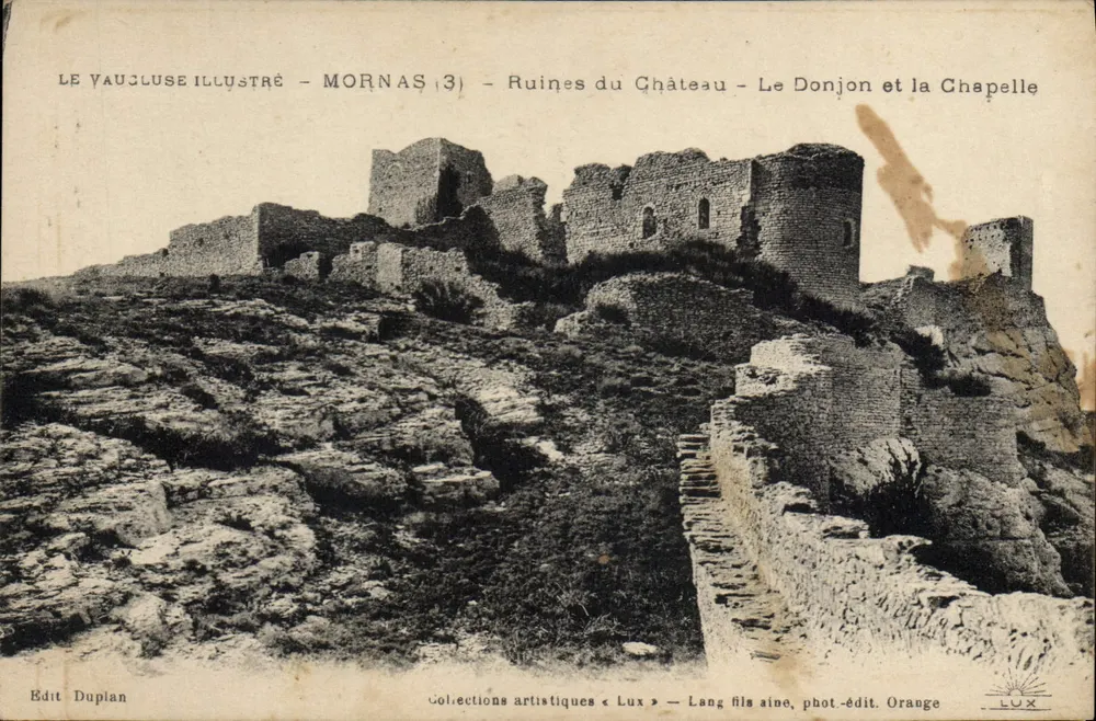 Mornas (3) — Ruinen des Schlosses — Der Bergfried und die Kapelle — Edit Duplan - Vorderseite