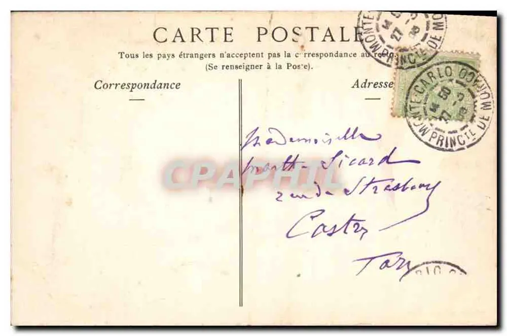 Casino de Monte-Carlo — Die Terrassen — Sammlung ND. Fot. Nr. 544 - Rückseite
