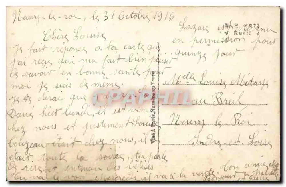 Soldat und Frau im Freien — gedruckter und handschriftlicher Text — Verlag J.K. Nr. 9561/2 - Rückseite