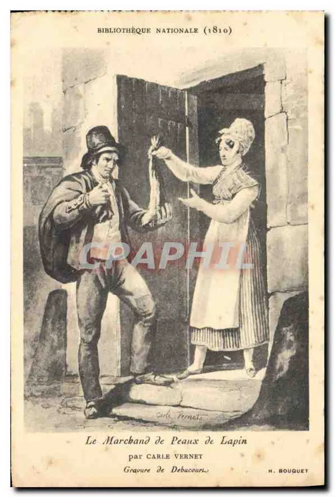 Der Pelzhändler — Kupferstich von Debuacours — von Carle Vernet (1810) — H. Bouquet - Vorderseite