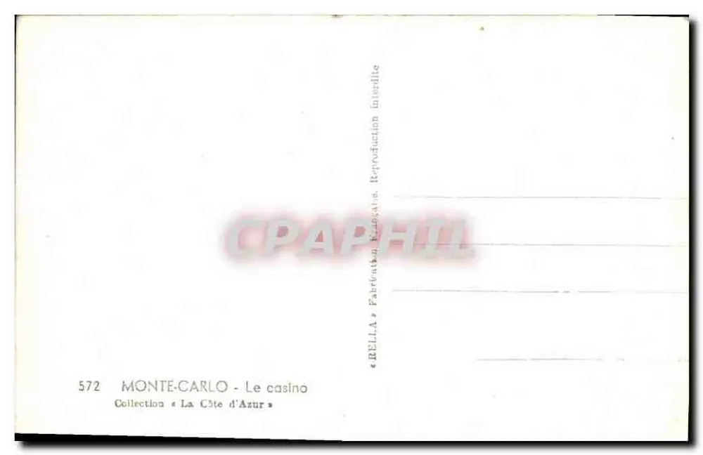 Monte-Carlo — O cassino — Rella, n° 572 - Verso
