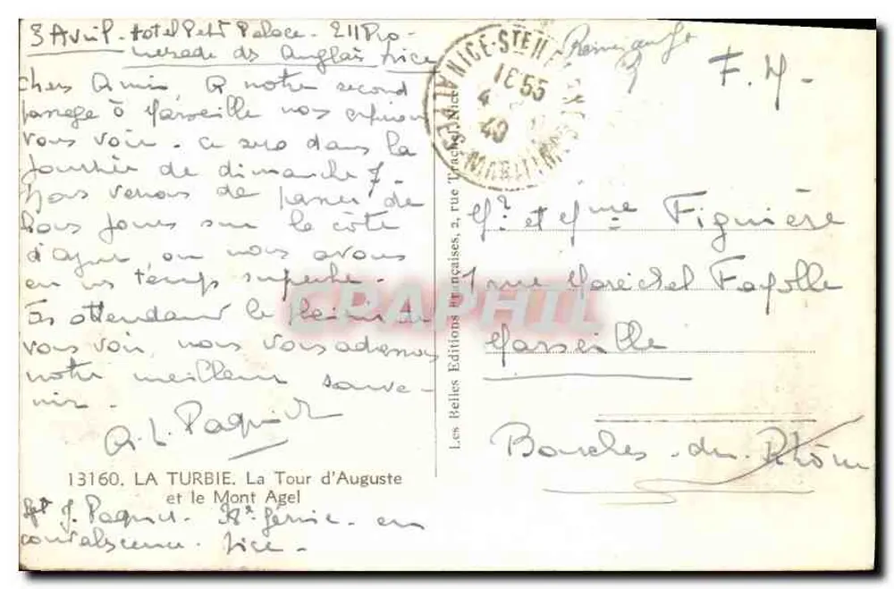La Tour d'Auguste und der Mont Agel — Les Belles Éditions Françaises — n° 13160 - Rückseite