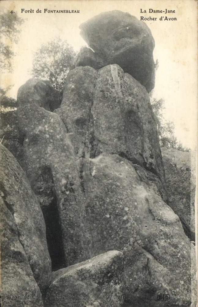 Forêt de Fontainebleau — La Dame-Jane, Rocher d'Avon — Verlag: SAVON, Nr. 4 - Vorderseite