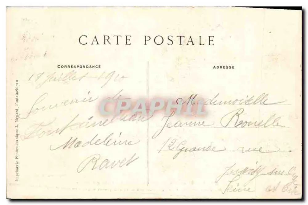 Forêt de Fontainebleau — La Roche qui Pleure — Collection Artistique L. M. - Rückseite