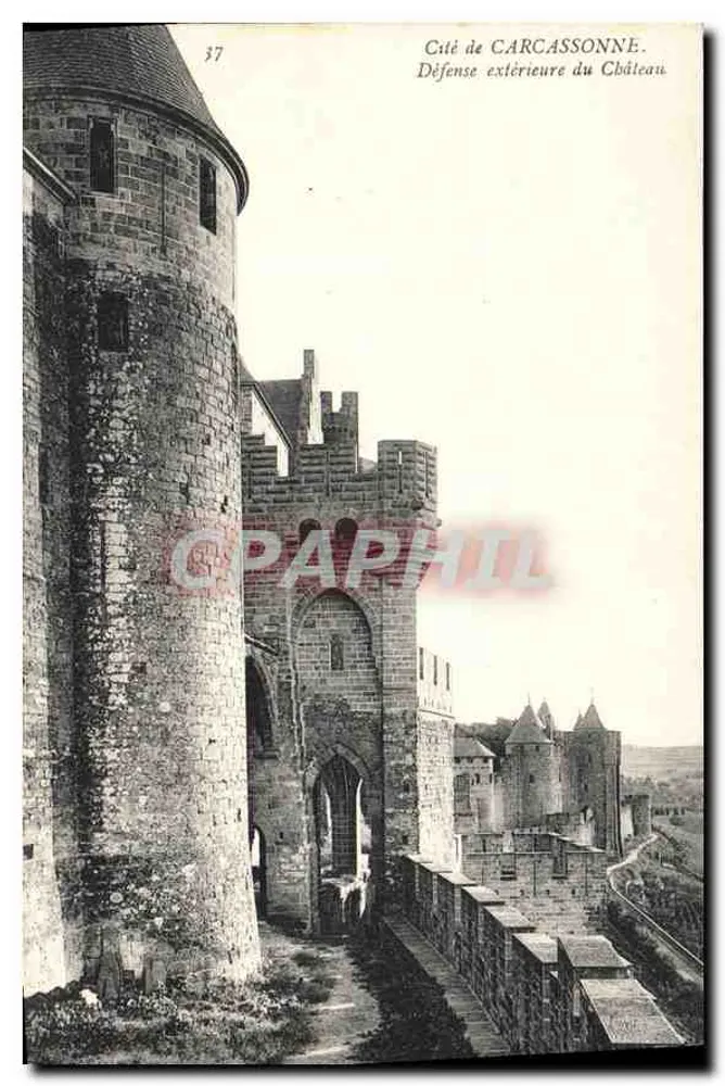 Cité de CARCASSONNE — Äußere Verteidigung des Schlosses — Antike Ansichtskarte n°37 - Vorderseite