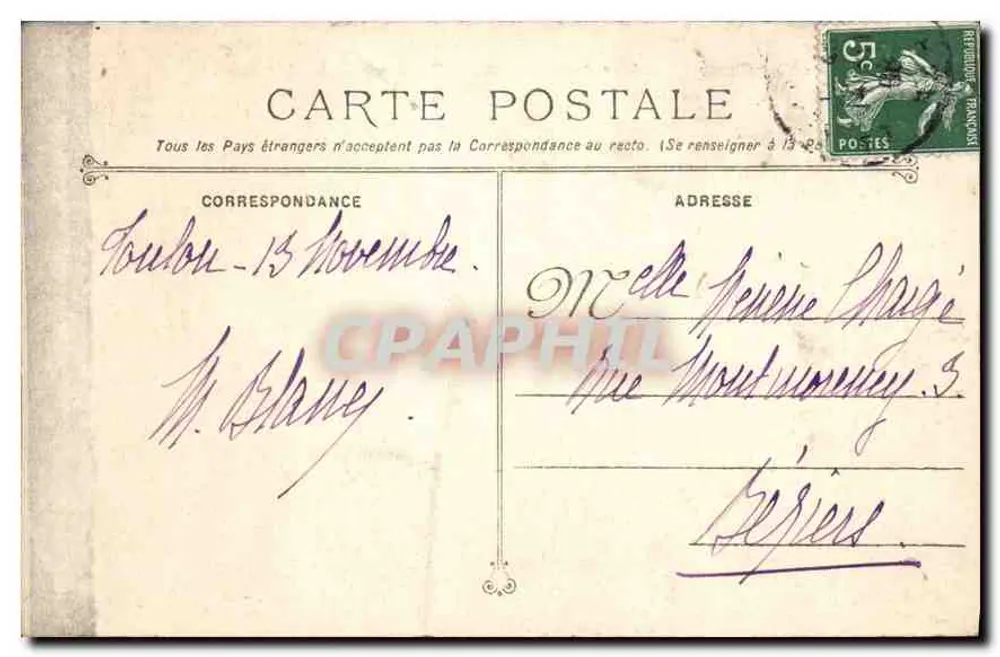 Toulon - Cap-Brun - Weg führend zum Boulevard du Littoral — Phototypie Marius Bar, Toulon, n°150 - Rückseite