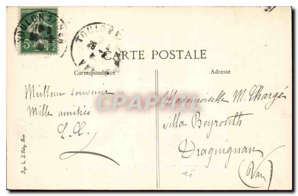TOULON — A Ponta do Cabo Brun — Editor B.D. n° 2802 - Verso