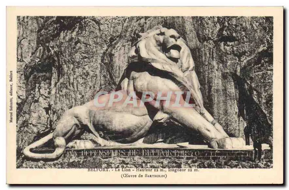 Belfort - Le Lion — obra de Bartholdi — editor Marcel Schnaut, Belfort - Frente