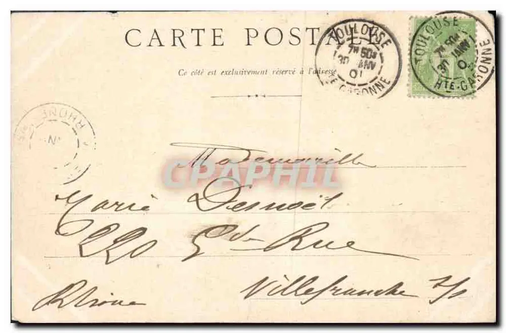 Toulouse, façade du musée, rue d'Alsace-Lorraine — éditeur Rollet & Cie, n° 147 - Verso