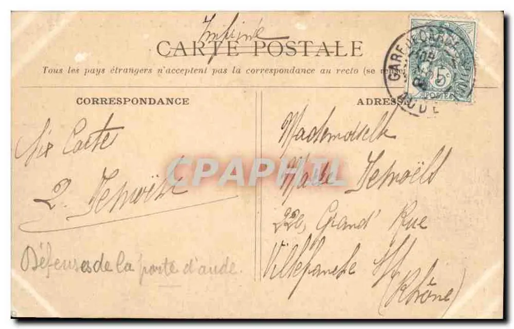 Visão dos muros e torres de Carcassonne — editor não identificado, número de série não visível - Verso