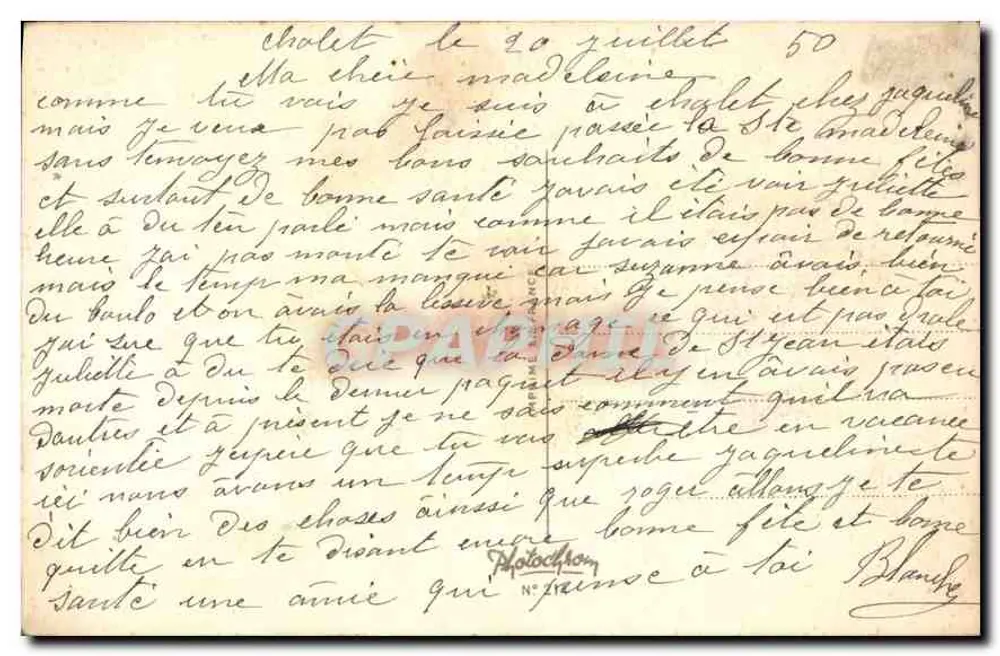 Lavandas — buquê em um vaso — carta de vœs - Verso