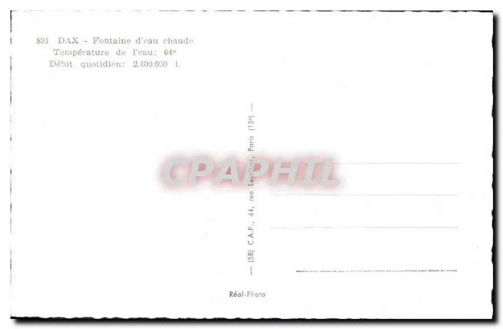 Dax - Fuente de agua caliente — C.A.P. Paris, n°891 - Reverso