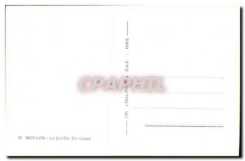 Mônaco - O Jardim Exótico — editor REAL-PHOTO, n° 37 - Verso