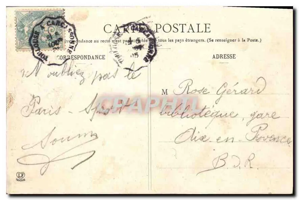 Toulouse - Facha do Capitole, vista de perfil — editor Lalouche, n° 110 - Verso