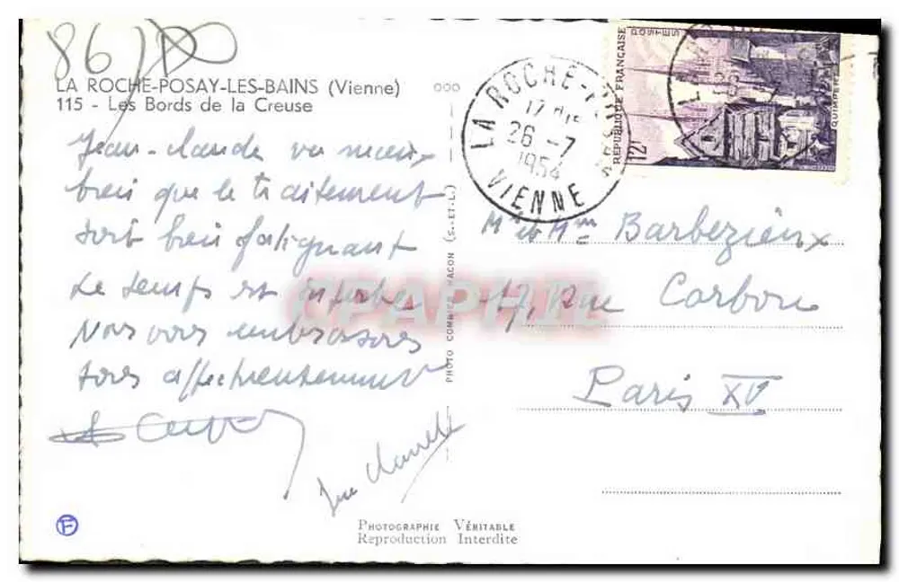 La Roche-Posay-les-Bains — Die Ufer der Creuse — Echte Fotografie verboten - Rückseite