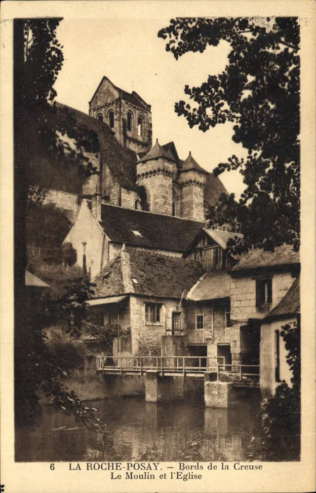 LA ROCHE-POSAY — Ufer der Creuse, das Mühle und die Kirche — Édition Montel, La Tourangelle - Vorderseite