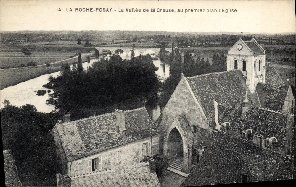 La Roche-Posay — Tal der Creuse, im Vordergrund die Kirche — Verlag G. Cynnebaud - Vorderseite