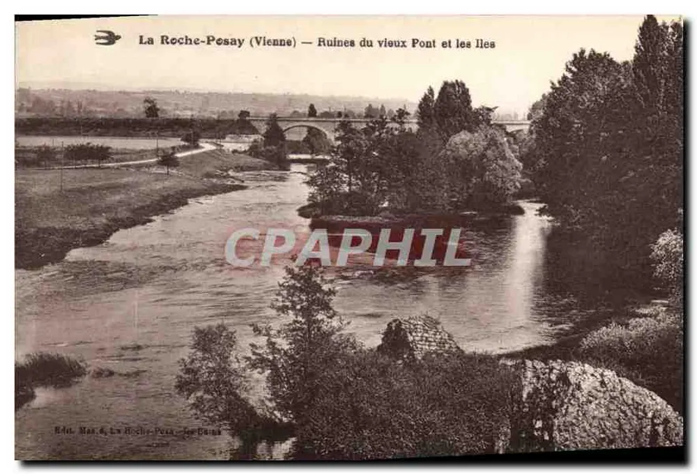 La Roche-Posay (Vienne) — Ruinen des alten Brückens und Inseln - Vorderseite