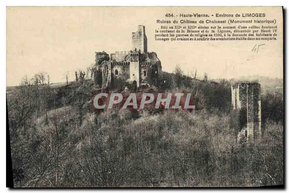 Ruinen des Schlosses Chalussé — Haute-Vienne, Umgebung von Limoges — unbekannter Verleger, Nr. 454 - Vorderseite