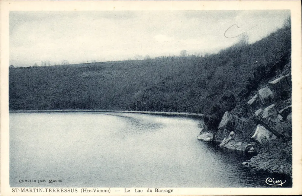 St-Martin-Terressus (Hte-Vienne) — Der See des Staudamms — Combier Imp. Macon - Vorderseite