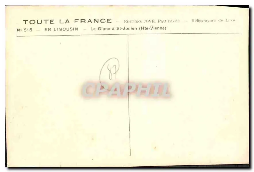 A Colheita em St-Junien (Hte-Vienne) — Na Limousin — Éditions Jové, Pau (B.P.) — N° 515 - Verso
