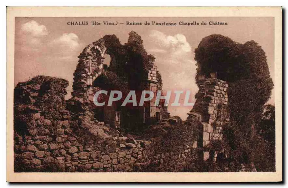 Chalus (Haute-Vienne) — Ruinen der alten Kapelle des Schlosses - Vorderseite