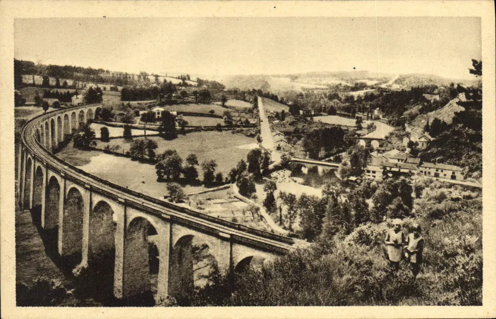 Saint-Léonard (Hte-Vi) — Viadukt und Panorama von Noblat — Edit. Dhubert - Vorderseite