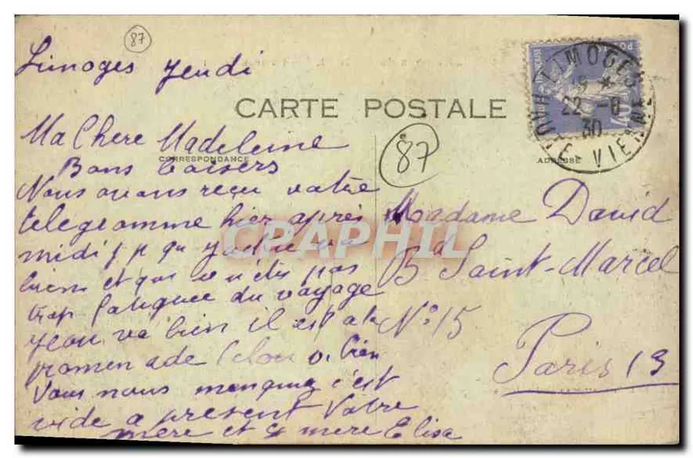 Około LIMOGES — Zamek Bort — Wyd. Courrier du Centre, Limoges - Rewers