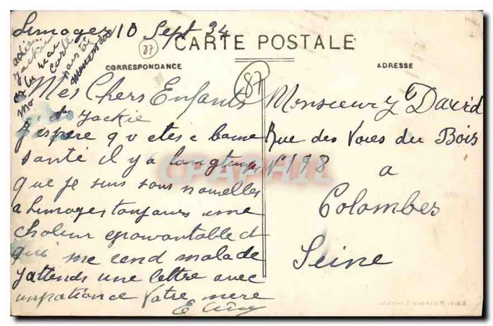 Castelo de Bort — Arredores de Limoges — editor não identificado - Verso