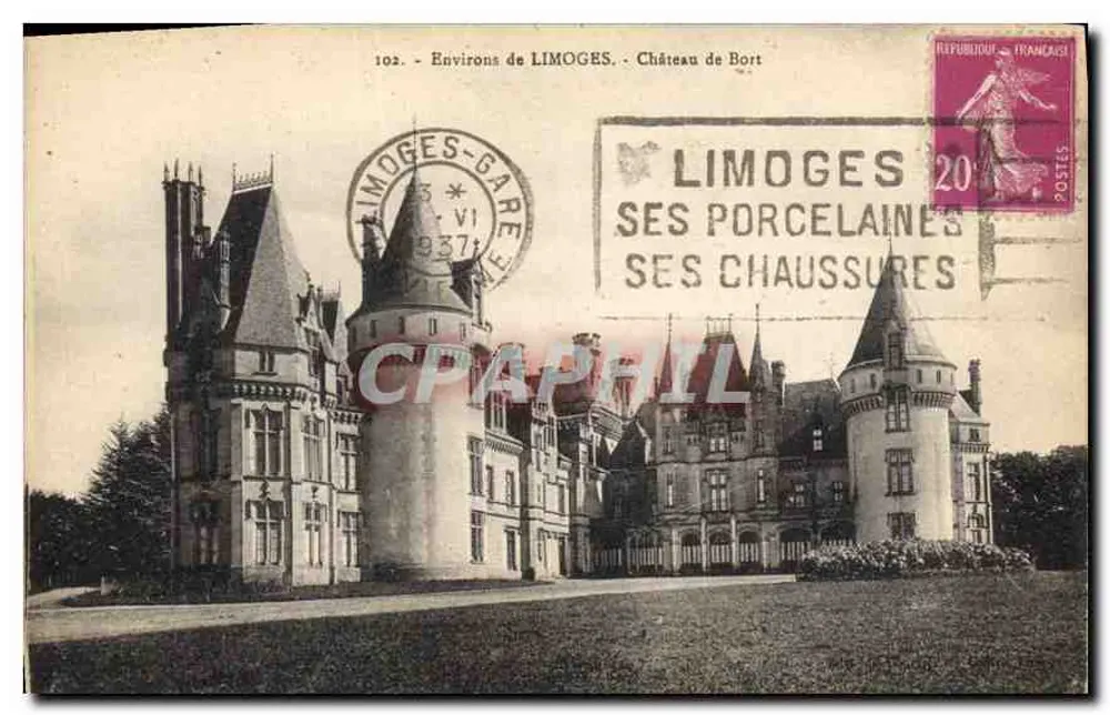 Ao redor de LIMOGES — Castelo de Bort — Editor não identificado, n° 102 - Frente