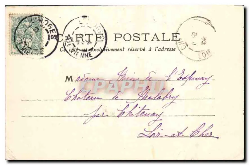 Environs de LIMOGES — 34 — Château de Bort (façade S.O.) — I. L. (éditeur) - Verso