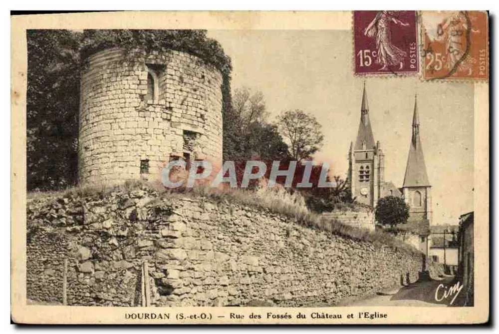 Dourdan (S.-et-O.) — Straße der Schlossgräben und die Kirche — Ciny - Vorderseite