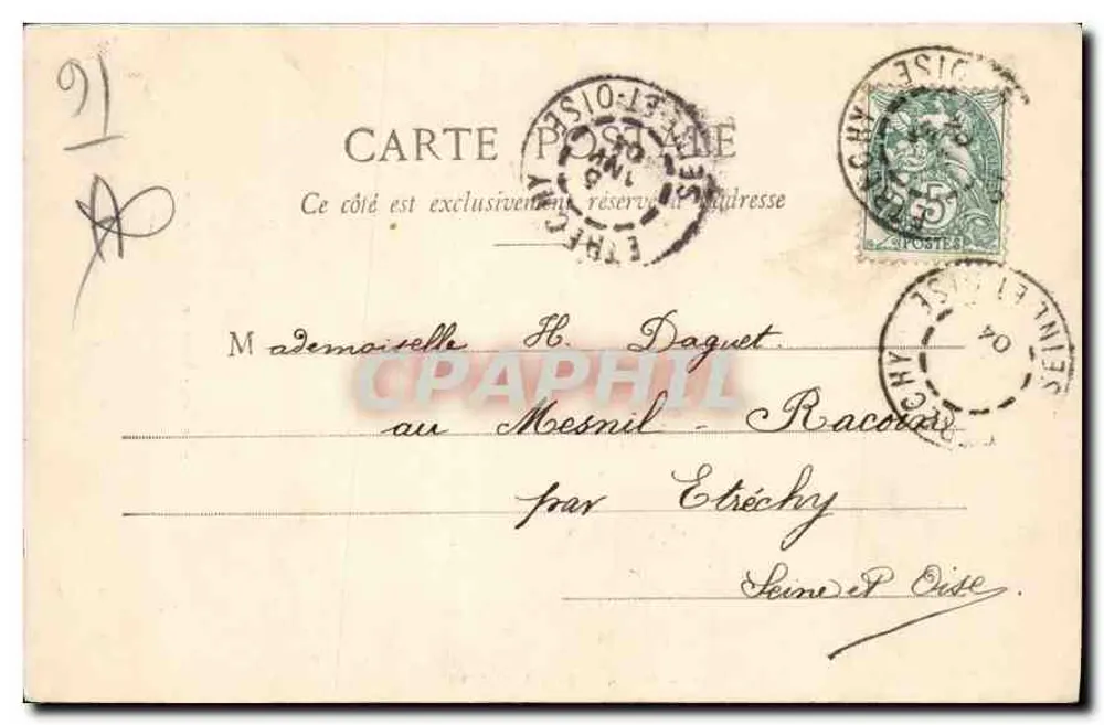 Dourdan - Der Park - Büste von Francisque Sarcey — Librairie A. Boutroue, Dourdan (S.-et-O.) - Rückseite