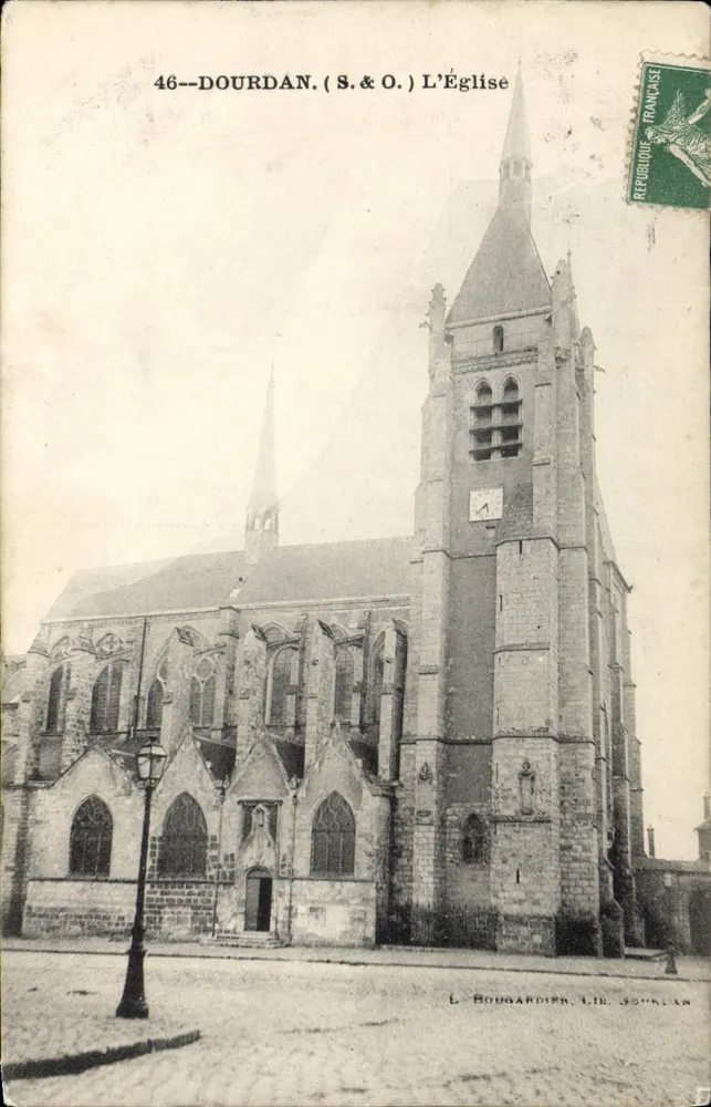 Dourdan (S.&O.) — A Igreja — L. Bougardier, LIE. SOUBRLAN - Frente
