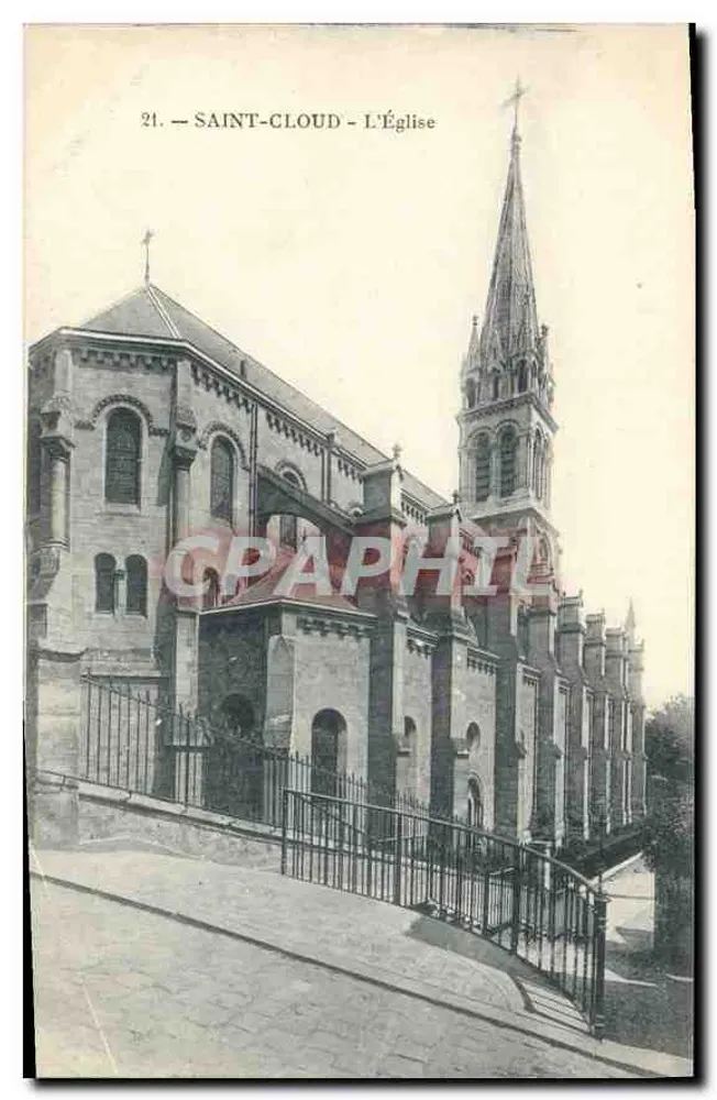 Saint-Cloud - A Igreja — cartão postal n°21, editor P. Marmuse, 53, Av. Montparnasse, Paris - Frente