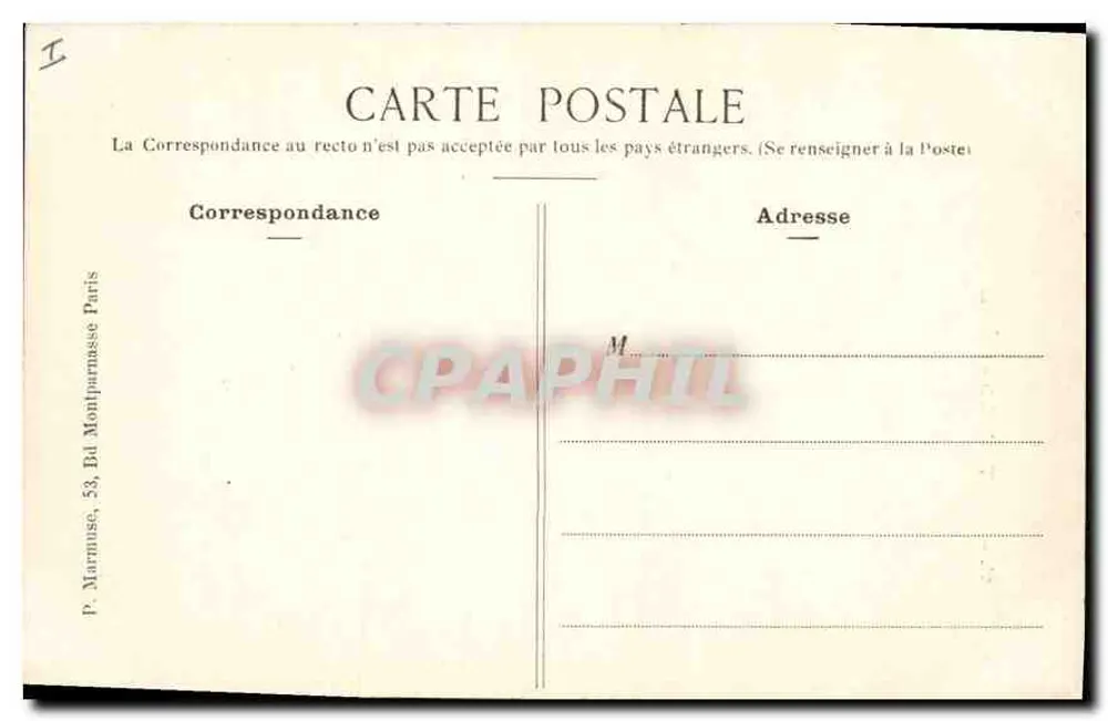 Saint-Cloud - A Igreja — cartão postal n°21, editor P. Marmuse, 53, Av. Montparnasse, Paris - Verso