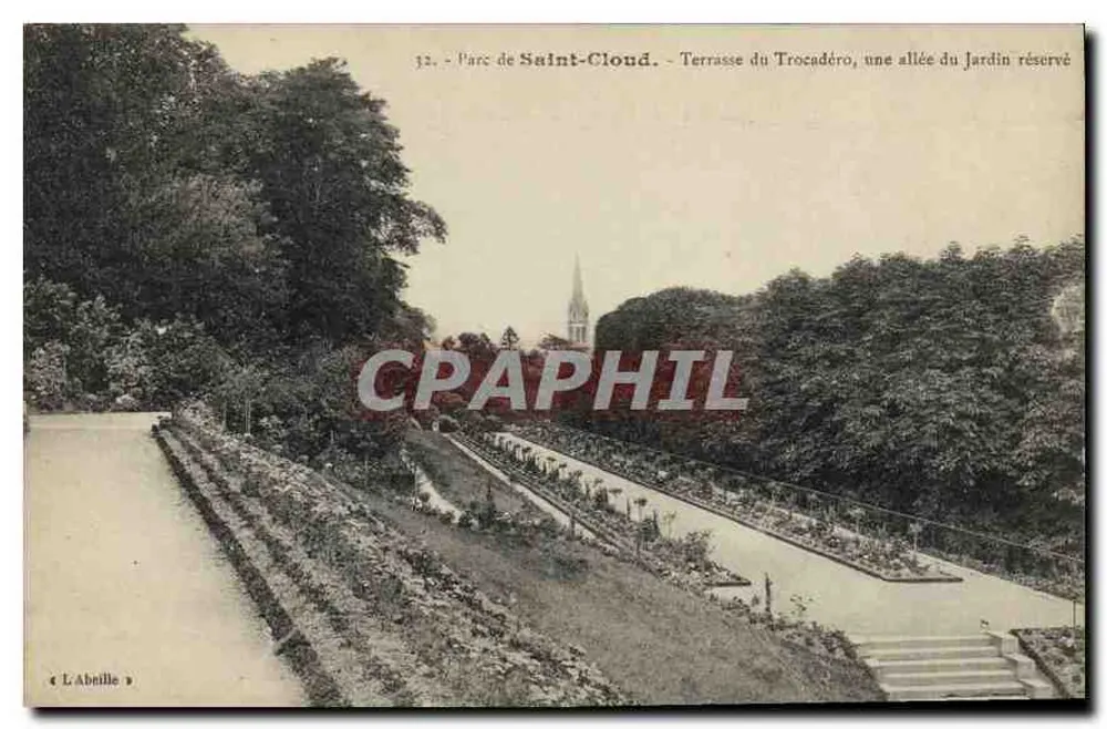 Parc de Saint-Cloud — Terrasse du Trocadéro, ein Weg im reservierten Garten — L'Abnille, n°32 - Vorderseite
