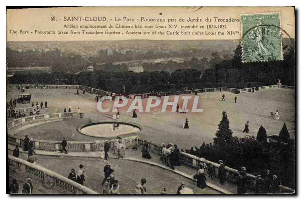 SAINT-CLLOUD. - Der Park - Panorama vom Jardin du Trocadéro - Ehemaliger Standort des unter Ludwig XIV. gebauten Schlosses, 1870-1871 zerstört - Vorderseite