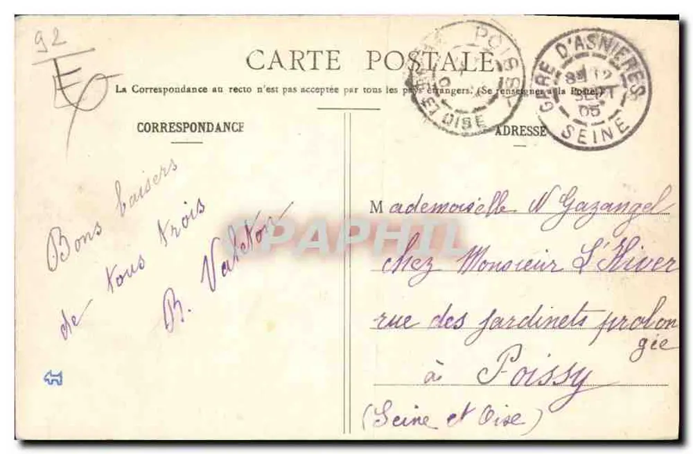 Asnières — Das Fährenboot von Levallois-Perret — G. I. - Rückseite
