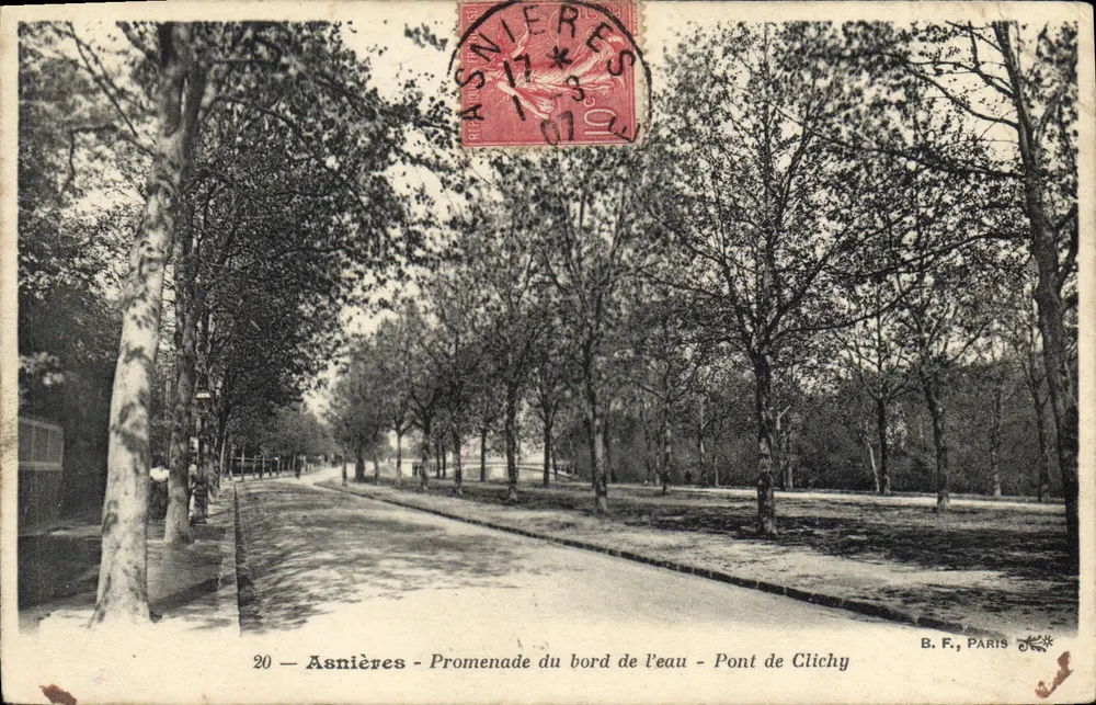 Asnières — Promenade am Ufer — Brücke von Clichy — B.F., Paris - Vorderseite