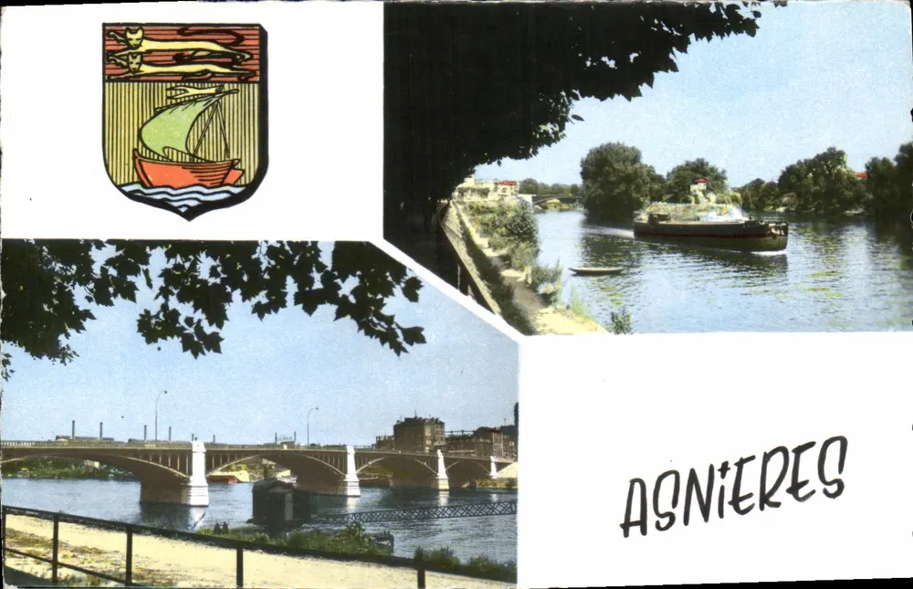 Asnières — Brücke von Asnières und Boot auf der Seine — Éditions Raymon - Vorderseite