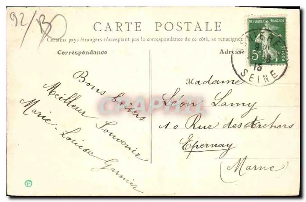 Cemitério dos Cães — Asnières — B.F. Paris - Verso