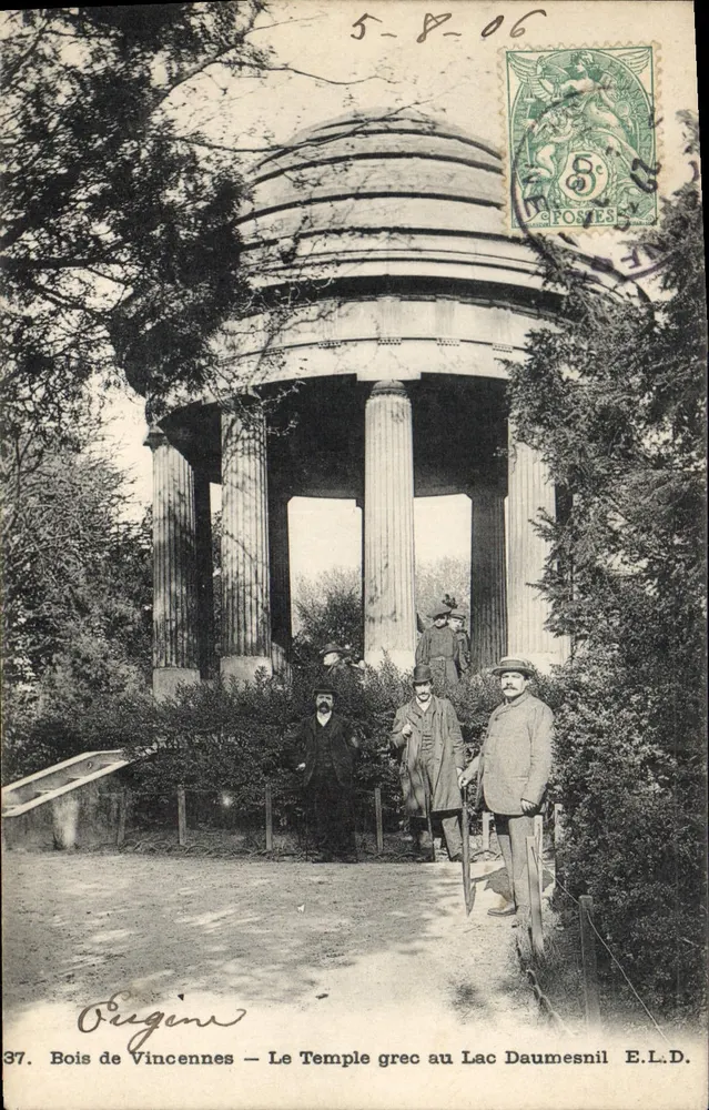 Bois de Vincennes — Der griechische Tempel am Lac Daumesnil — E. L. D. - Vorderseite