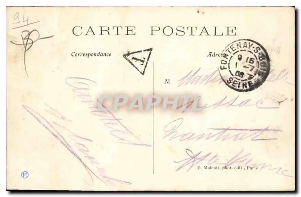 Bois de Vincennes — A Gruta e o Lago — E. M. - Verso