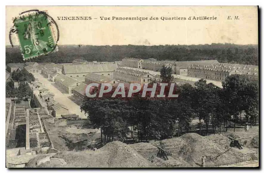 Vincennes — Panoramablick auf die Artillerieviertel — E. M. - Vorderseite
