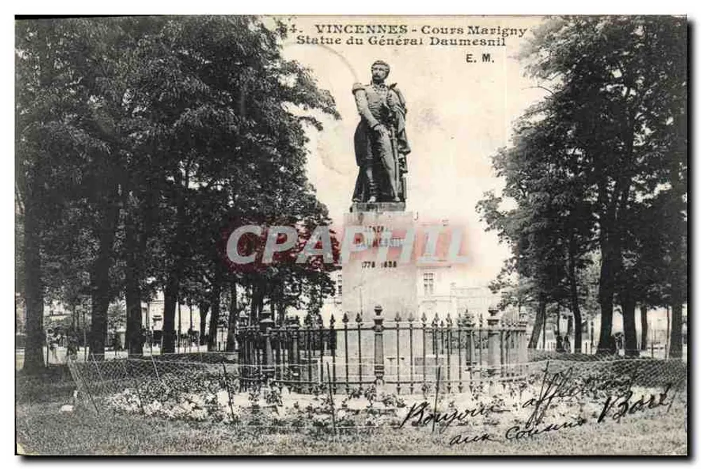 Vincennes - Cours Marigny - Estátua do Geral Daumesnil — E. M. n° 34 - Frente