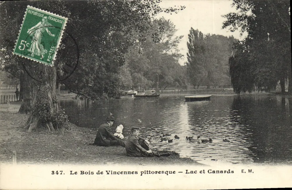 Pittoresker Bois de Vincennes — See und Enten — E.M. - Vorderseite