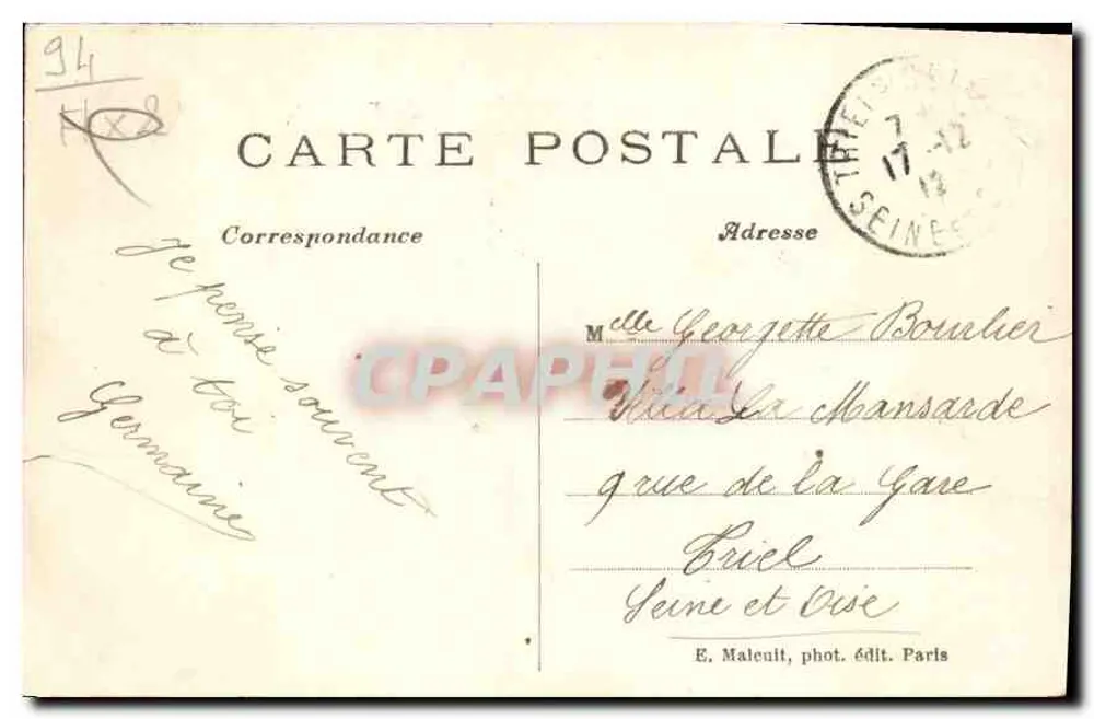 Vincennes — Innenraum des Schlosses, eine Feier unter Charles VII — E.M. n°1243 - Rückseite