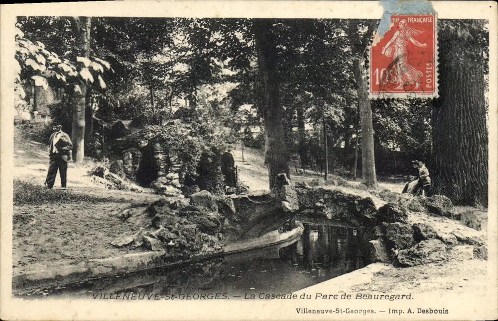 Villeneuve-St-Georges — Ansicht der Cascade im Park Beauregard — Imp. A. Desbouis - Vorderseite