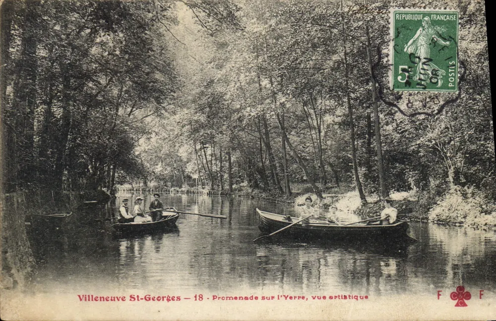 Villeneuve-St-Georges — 18 — Promenade am Yerre, künstlerische Ansicht — Verlag: F. F. - Vorderseite